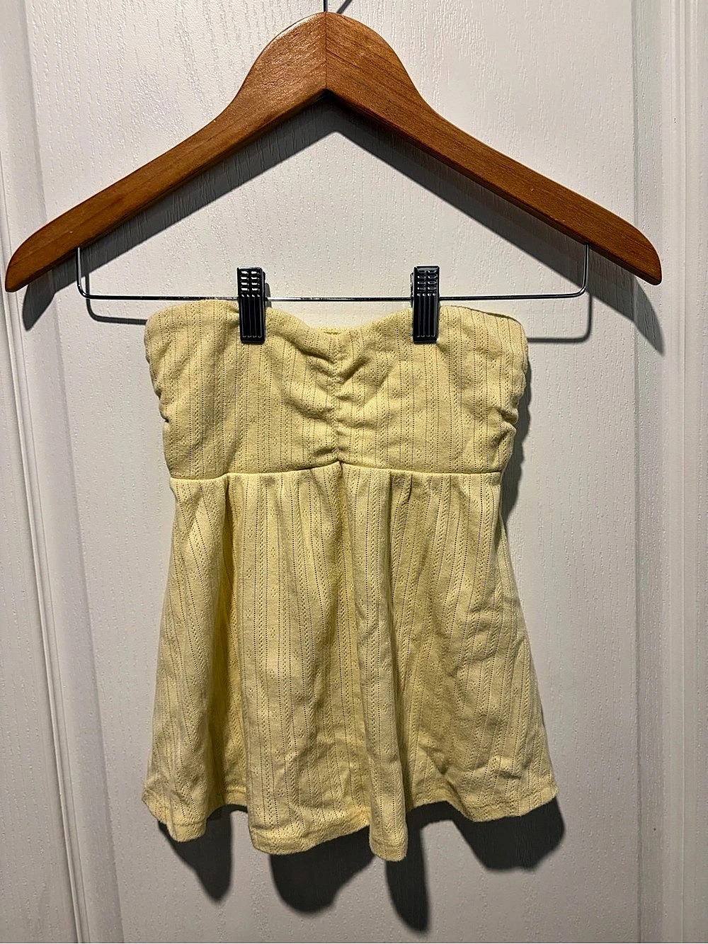 Hollister Butter Yellow Pointelle Strapless Babydoll Top XS